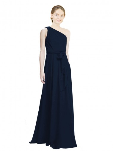Sleeveless Dark Navy A-Line One Shoulder Bridesmaid Dress / Evening Dress Maidstone