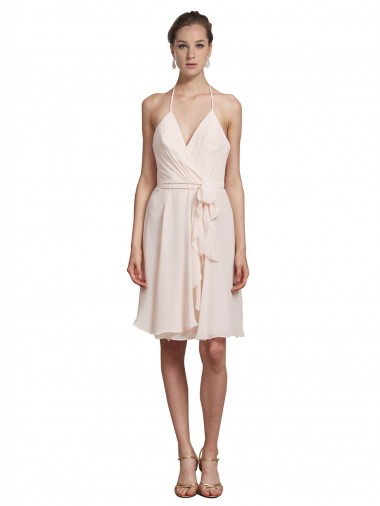 Sleeveless Cream Pink A-Line Halter Neck Bridesmaid Dress Maidstone