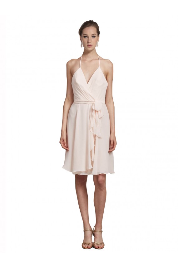 Sleeveless Cream Pink A-Line Halter Neck Bridesmaid Dress Maidstone
