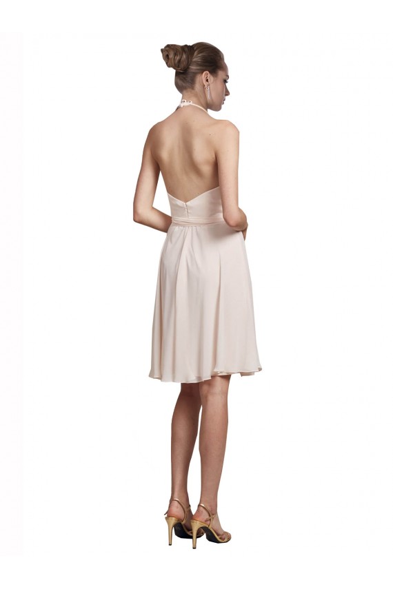 Sleeveless Cream Pink A-Line Halter Neck Bridesmaid Dress Maidstone