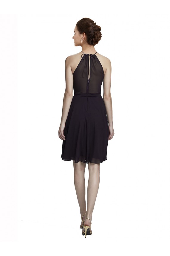 Sleeveless Grape A-Line Soft Chiffon Halter Neck Bridesmaid Dress Maidstone