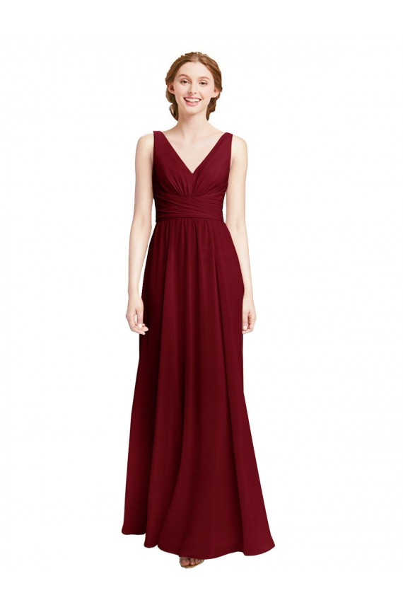 Sleeveless Burgundy A-Line V-Neck Bridesmaid Dress / Evening Gowns Maidstone