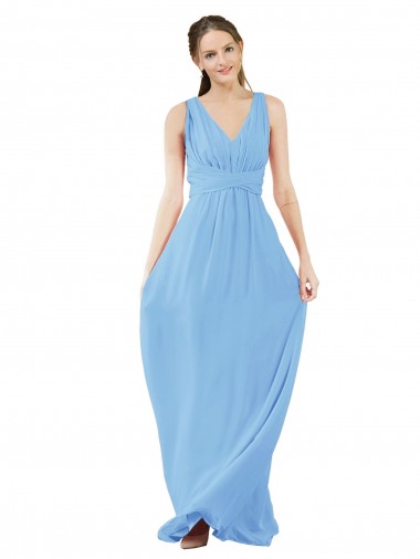 Sleeveless Periwinkle A-Line V-Neck Bridesmaid Dress Maidstone