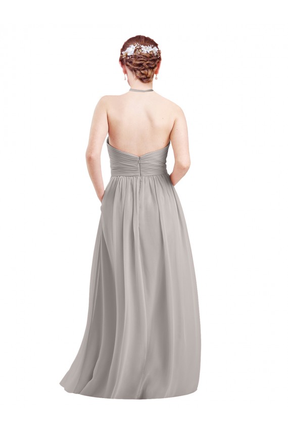Sleeveless Dark Navy Open Back A-Line Halter Neck Evening Gowns / Bridesmaid Dress Maidstone