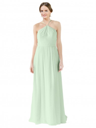 Sleeveless Sage A-Line Halter Neck Bridesmaid Dress Maidstone
