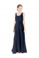 Sleeveless Dark Navy Open Back A-Line Scoop Neck Bridesmaid Dress Maidstone