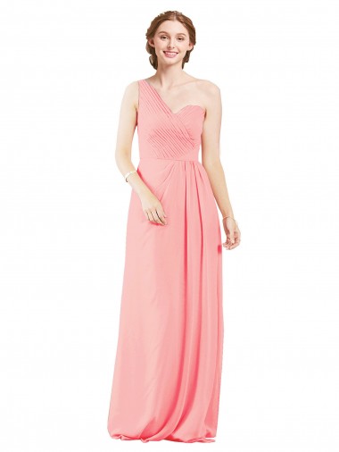 Sleeveless Salmon A-Line One Shoulder Bridal Party Dress Maidstone