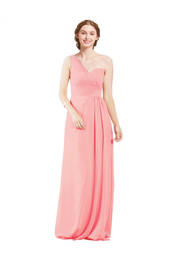 Sleeveless Salmon A-Line One Shoulder Bridal Party Dress Maidstone