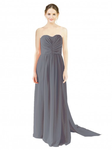Sleeveless Slate Grey Open Back A-Line Sweetheart Bridesmaid Dress / Evening Dress Maidstone