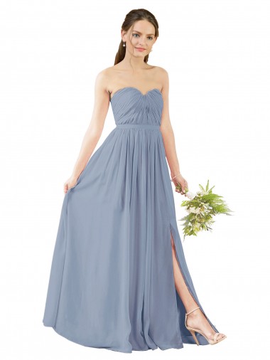 Sleeveless Dusty Blue Open Back A-Line Sweetheart Evening Gowns / Bridesmaid Dress Maidstone
