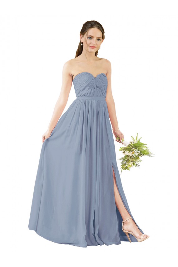 Sleeveless Dusty Blue Open Back A-Line Sweetheart Evening Gowns / Bridesmaid Dress Maidstone
