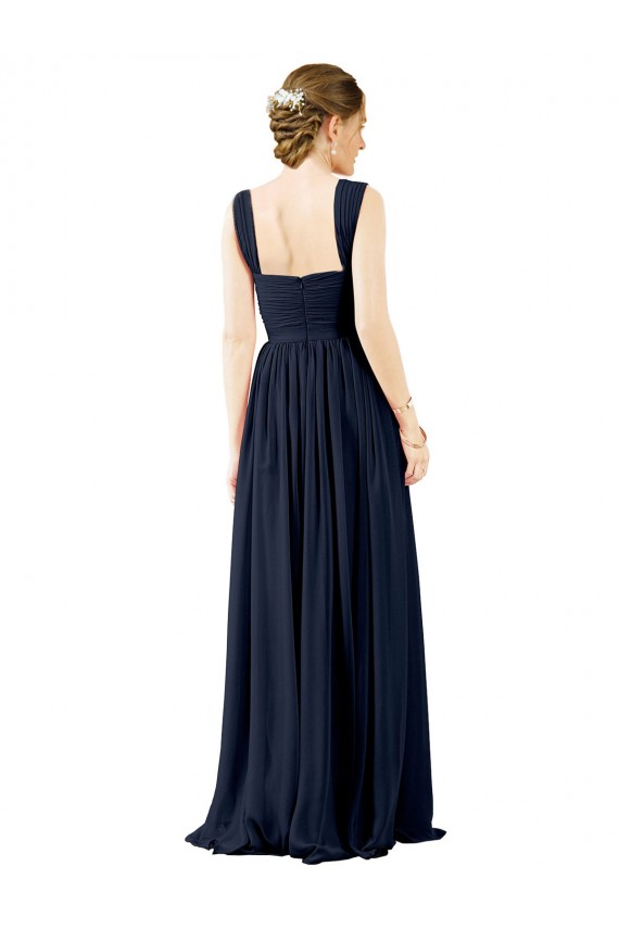 Sleeveless Dusty Blue Open Back A-Line Square Neck Bridesmaid Dress Maidstone