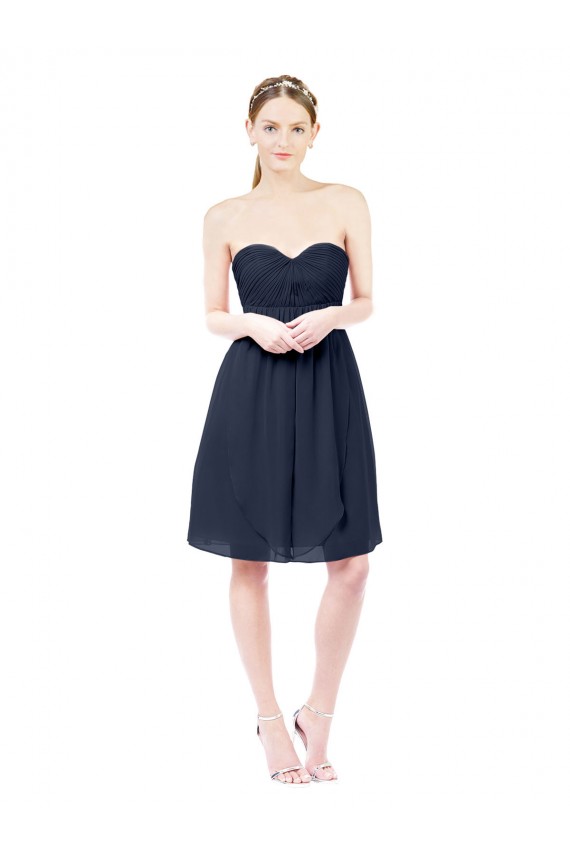 Sleeveless Dark Navy Open Back A-Line Sweetheart Bridesmaid Dress Maidstone