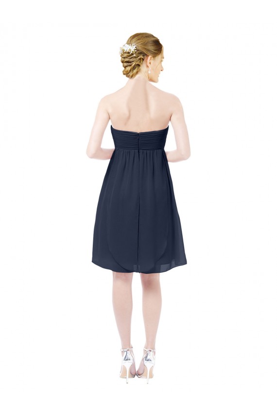 Sleeveless Dark Navy Open Back A-Line Sweetheart Bridesmaid Dress Maidstone