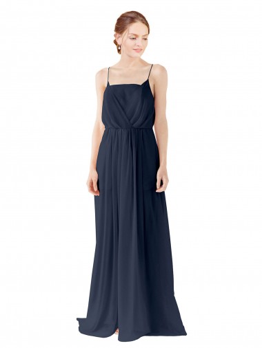 Sleeveless Dark Navy Open Back A-Line Spaghetti straps Bridesmaid Dress / Evening Gowns Maidstone