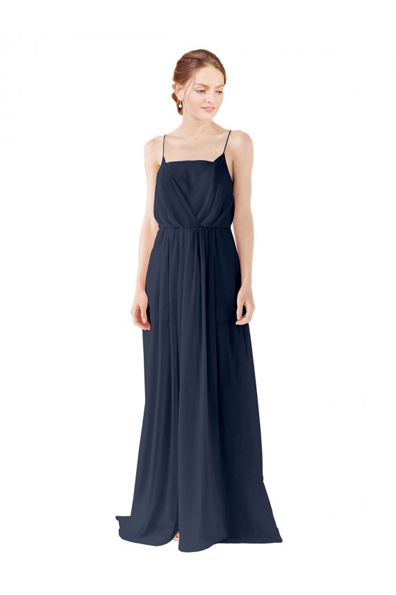 Sleeveless Dark Navy Open Back A-Line Spaghetti straps Bridesmaid Dress / Evening Gowns Maidstone