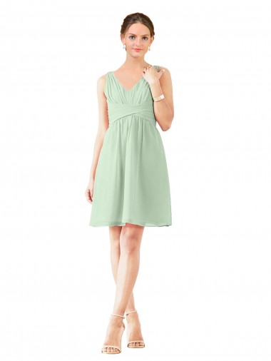 Sleeveless Sage A-Line V-Neck Bridesmaid Dress Maidstone