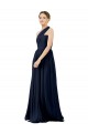 Sleeveless Dark Navy A-Line One Shoulder Bridal Party Dress / Evening Dress Maidstone