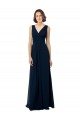 Sleeveless Dark Navy V-Back A-Line V-Neck Bridal Party Dress Maidstone