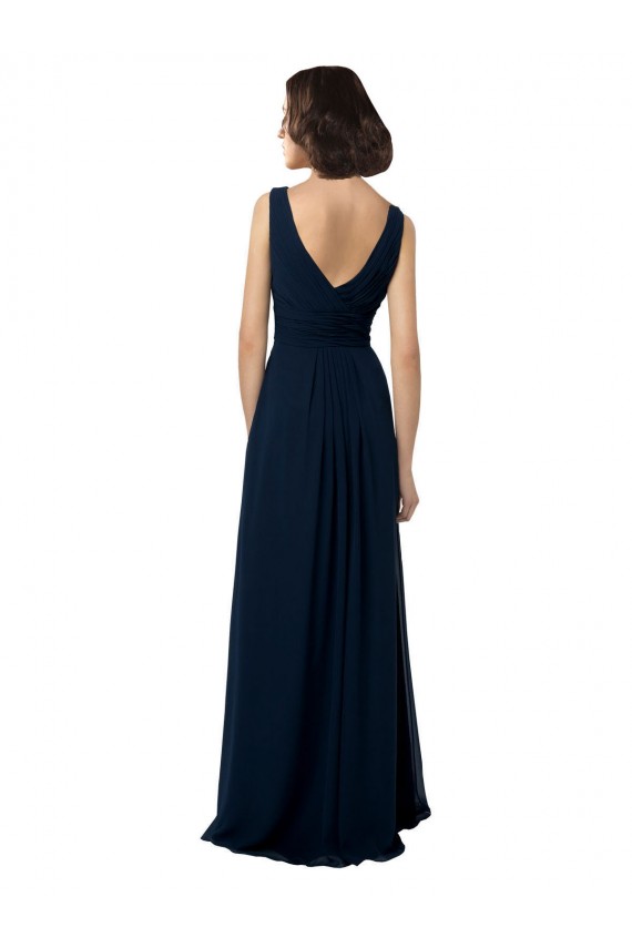 Sleeveless Dark Navy V-Back A-Line V-Neck Bridal Party Dress Maidstone