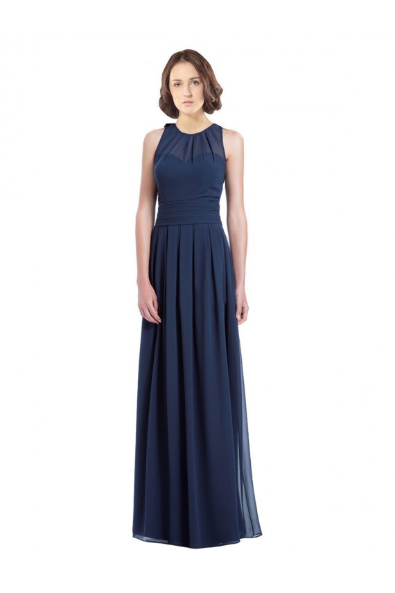 Sleeveless Dark Navy Keyhole Back A-Line Halter Neck Bridesmaid Dress Maidstone