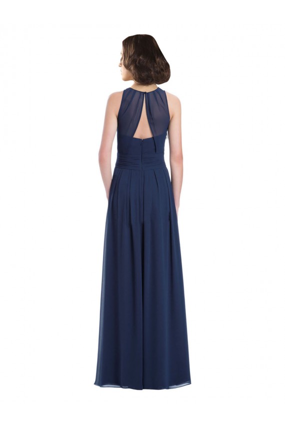 Sleeveless Dark Navy Keyhole Back A-Line Halter Neck Bridesmaid Dress Maidstone