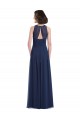 Sleeveless Dark Navy Keyhole Back A-Line Halter Neck Bridesmaid Dress Maidstone