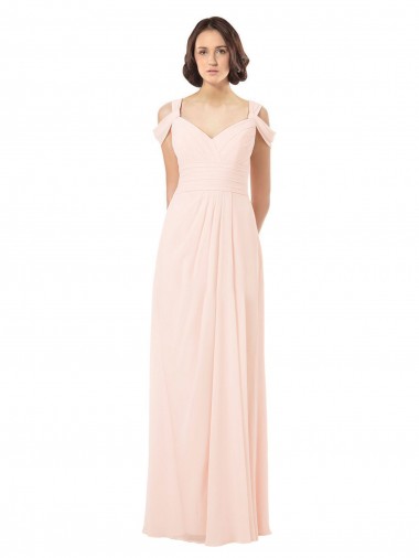Sleeveless Pink Keyhole Back A-Line Off the Shoulder Bridesmaid Dress / Evening Dress Maidstone