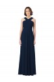 Sleeveless Dark Navy Open Back A-Line Off the Shoulder Bridesmaid Dress Maidstone