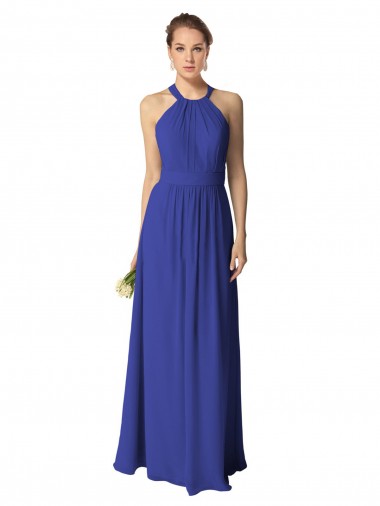 Sleeveless Royal Blue A-Line Halter Neck Evening Dress / Bridesmaid Dress Maidstone