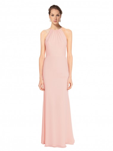 Sleeveless Pink A-Line Chiffon Spaghetti Straps Bridesmaid Dress Maidstone
