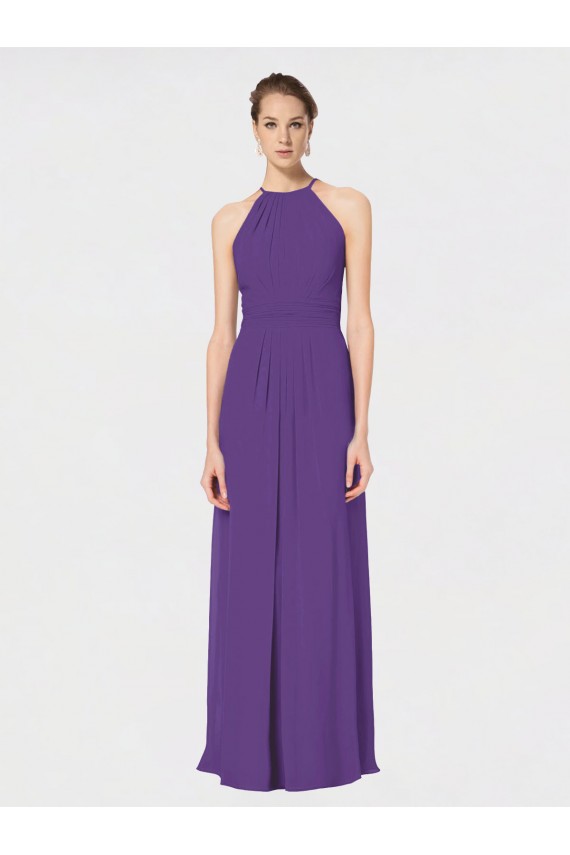 Sleeveless Plum Purple Criss Cross Back A-Line Spaghetti Straps Bridesmaid Dress Maidstone