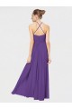 Sleeveless Plum Purple Criss Cross Back A-Line Spaghetti Straps Bridesmaid Dress Maidstone