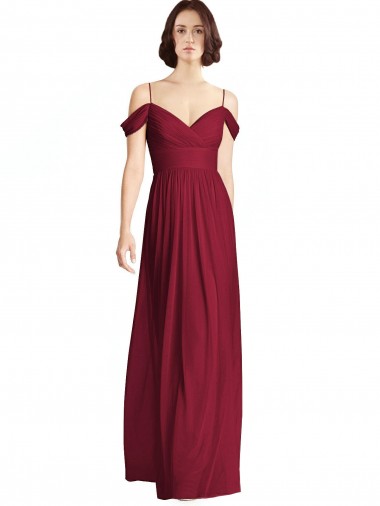 Sleeveless Burgundy A-Line Off the Shoulder Bridesmaid Dresses Maidstone