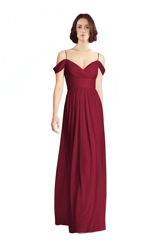 Sleeveless Burgundy A-Line Off the Shoulder Bridesmaid Dresses Maidstone