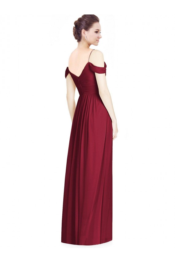 Sleeveless Burgundy A-Line Off the Shoulder Bridesmaid Dresses Maidstone