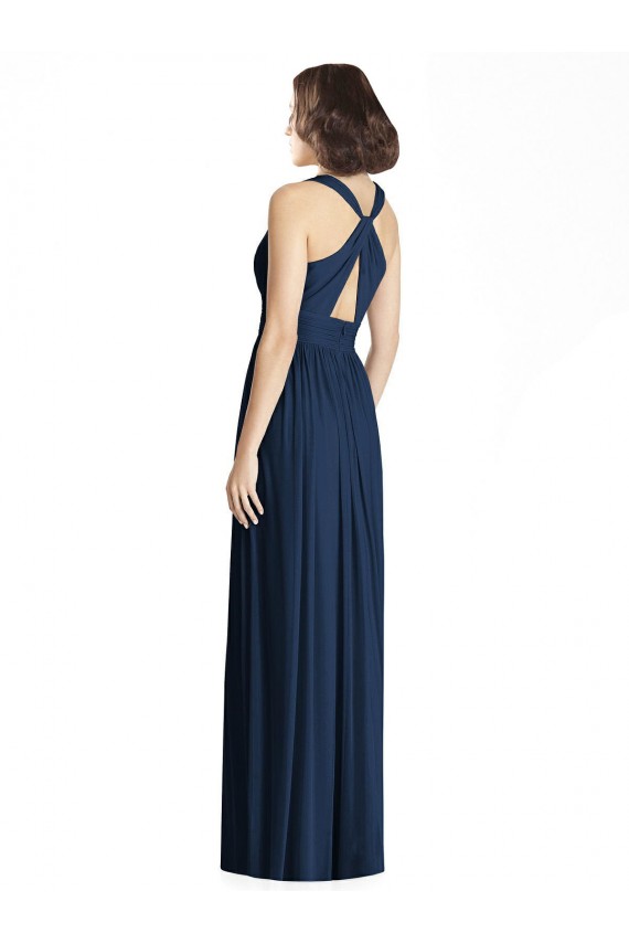 Sleeveless Dark Navy A-Line Chiffon V-Neck Bridesmaid Dress Maidstone
