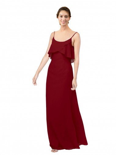 Sleeveless Burgundy V-Back Sheath Scoop Neck Bridesmaid Dress Maidstone
