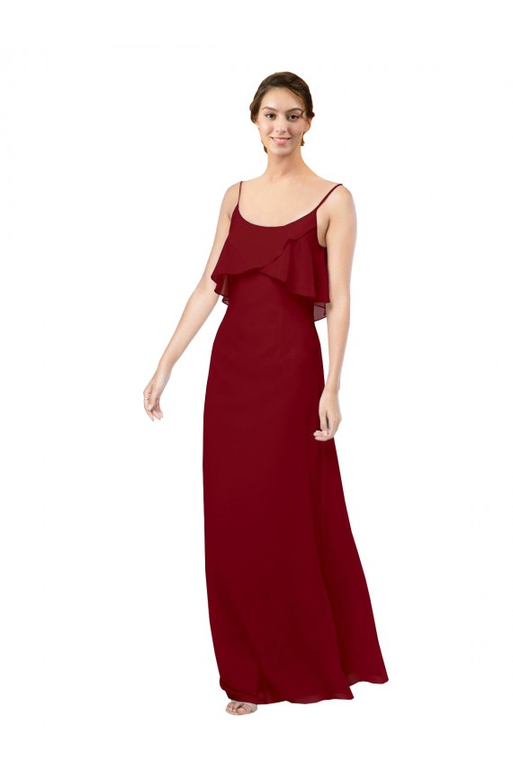 Sleeveless Burgundy V-Back Sheath Scoop Neck Bridesmaid Dress Maidstone