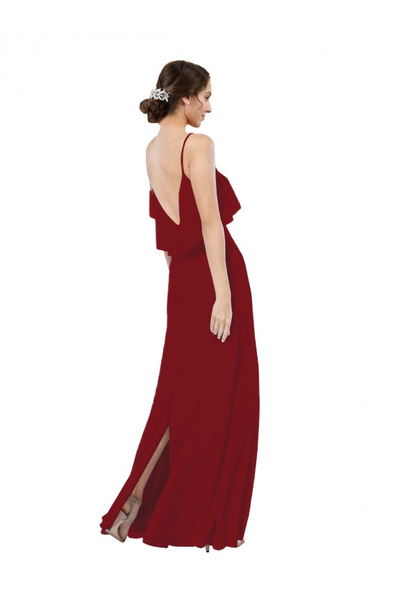 Sleeveless Burgundy V-Back Sheath Scoop Neck Bridesmaid Dress Maidstone