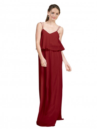 Sleeveless Burgundy Criss Cross Open Back A-Line Spaghetti Straps Bridesmaid Dress Maidstone
