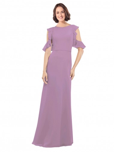 Cold Shoulder Dark Lavender Criss Cross Back A-Line High Neck Bridesmaid Dresses Maidstone
