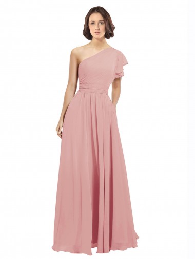 Sleeveless Bliss Pink A-Line One Shoulder Bridesmaid Dress / Evening Dress Maidstone