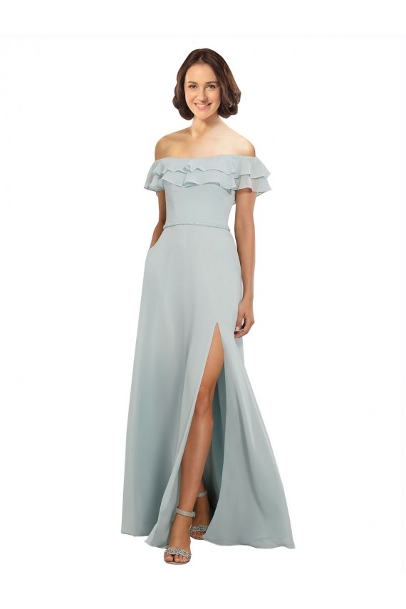 Sleeveless Sea Glass Keyhole Back A-Line Off the Shoulder Bridesmaid Dress Maidstone