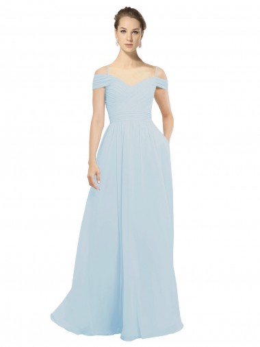 Sleeveless Sea Glass A-Line Off the Shoulder Evening Dress / Bridesmaid Dress Maidstone