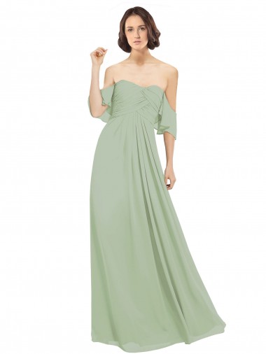 Cold Shoulder Smoke Green A-Line Off the Shoulder Bridesmaid Dress Maidstone