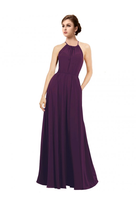 Sleeveless Grape Keyhole Back A-Line Halter Neck Bridesmaid Dress / Evening Dress Maidstone