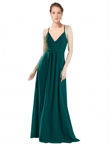 Sleeveless Hunter Keyhole Back A-Line V-Neck Bridesmaid Dress / Evening Dress Maidstone