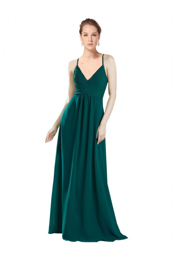 Sleeveless Hunter Keyhole Back A-Line V-Neck Bridesmaid Dress / Evening Dress Maidstone