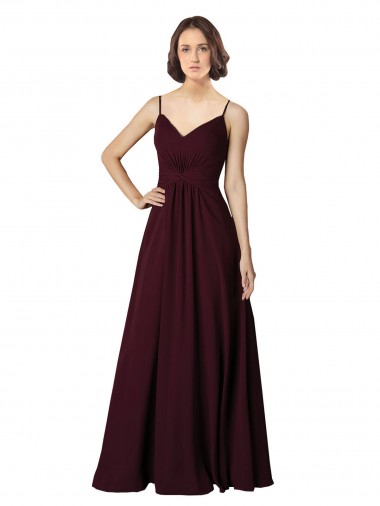 Sleeveless Burgundy Gold A-Line V-Neck Bridesmaid Gown Maidstone
